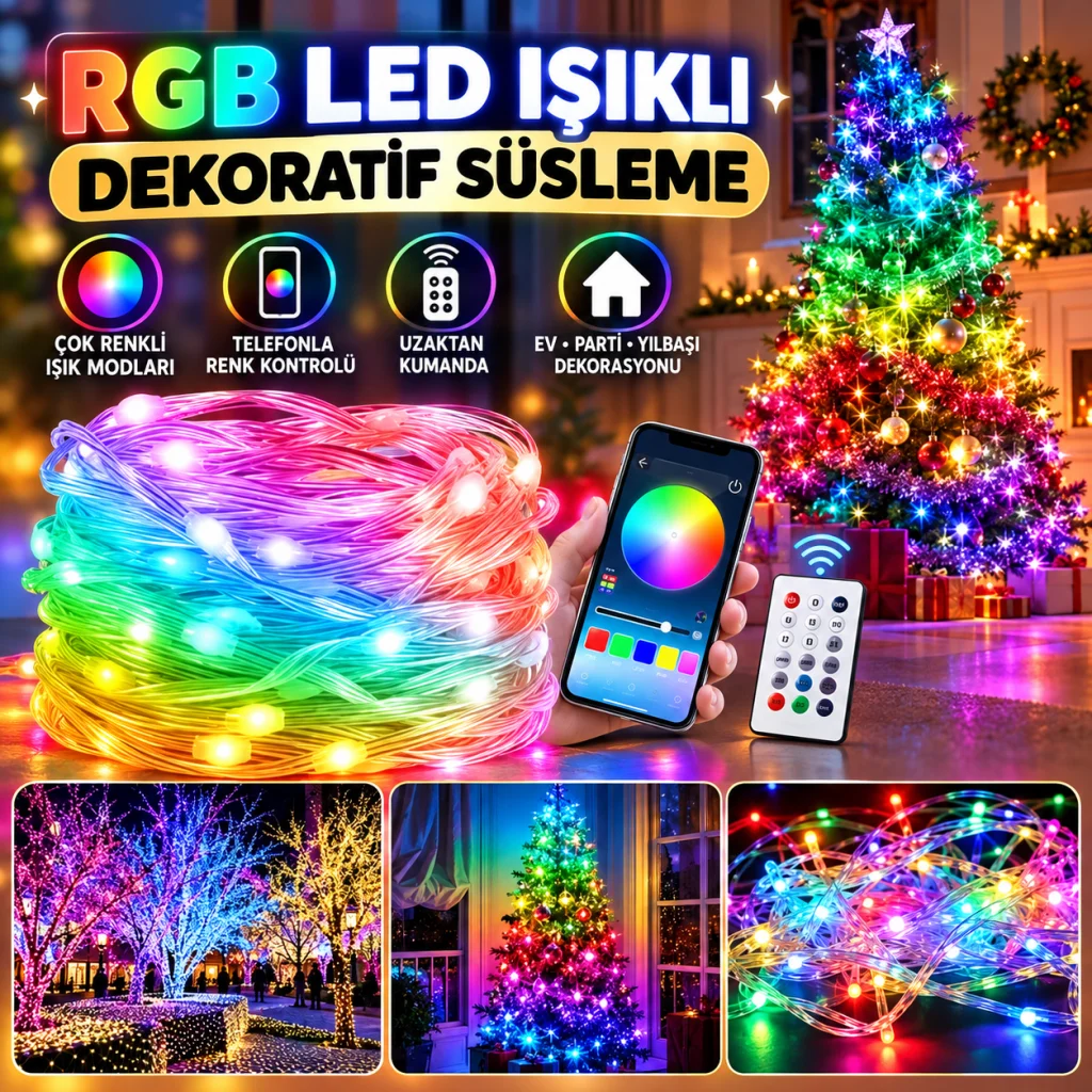 10 MT Uzaktan Kumandalı USB LED Işık – Çok Modlu Dekoratif Ortam Aydınlatmas