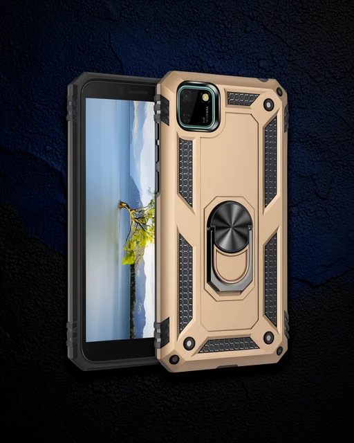 Huawei Y5p Kılıf Sofya Yüzüklü Silikon Kapak - Gold