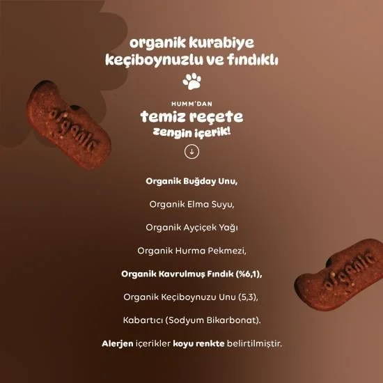 Organik Keçiboynuzlu ve Fındıklı Vegan Kurabiye 55 Gr görsel 4