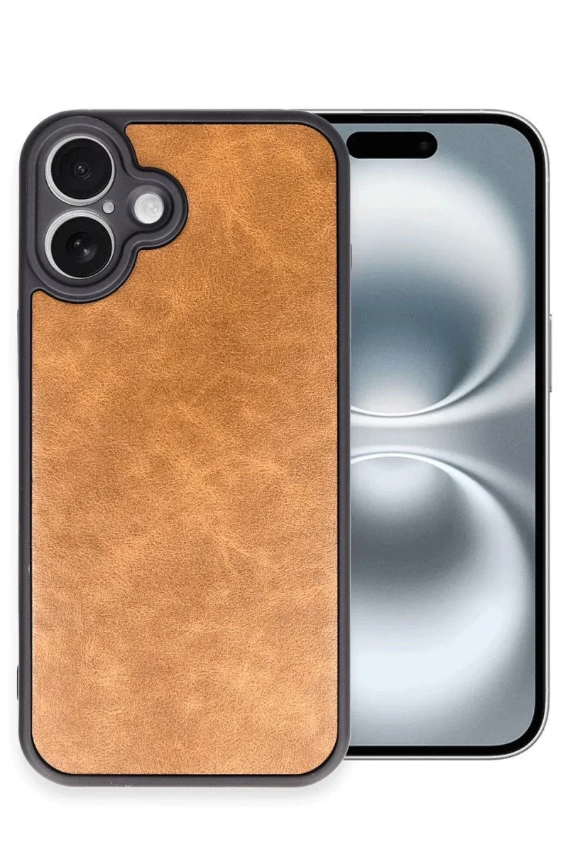 Apple iPhone 16 Plus Kılıf Aras Deri Kapak - Taba