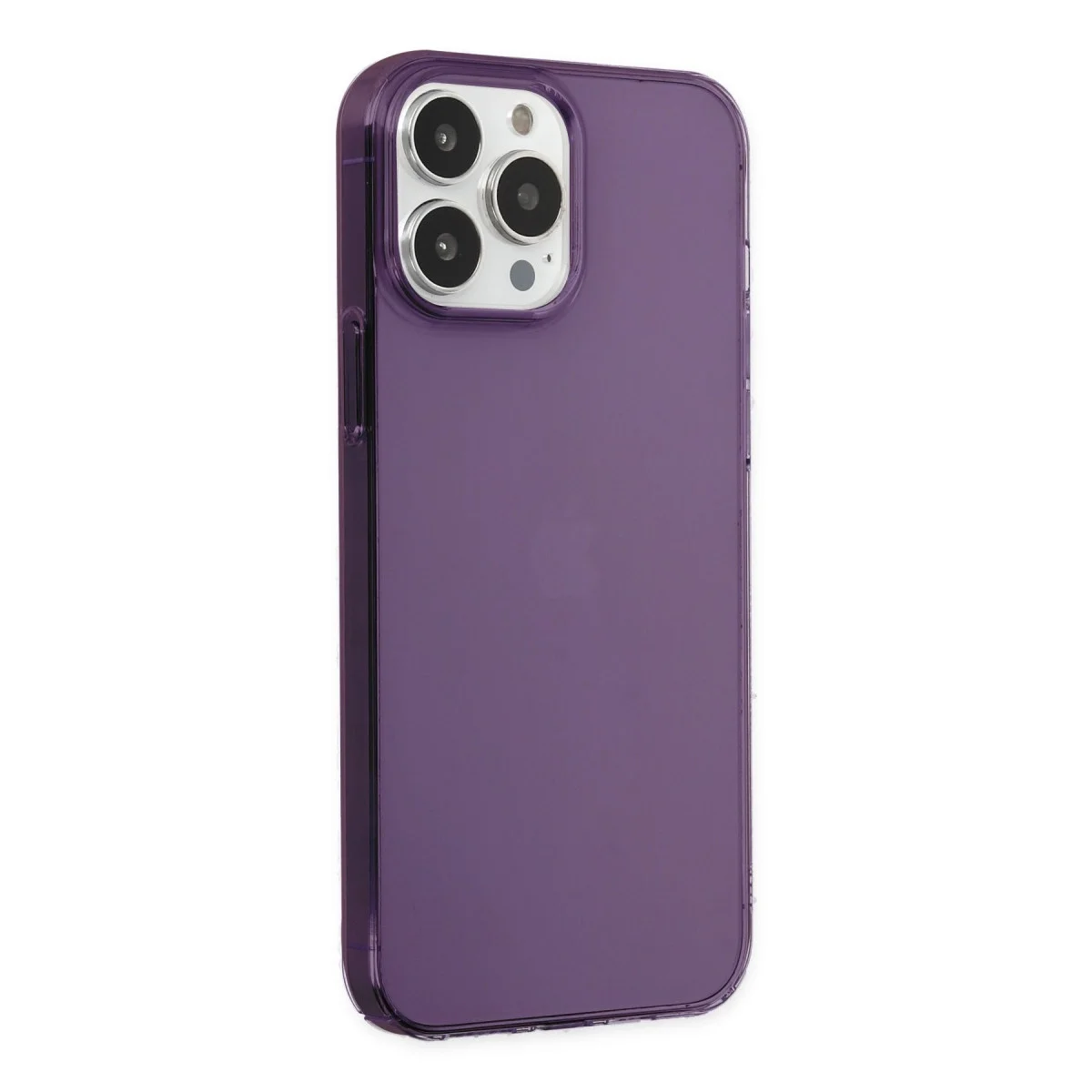 Apple İphone 14 Pro Max Kılıf Pc Sert Şeffaf Kapak - Mor görsel 2