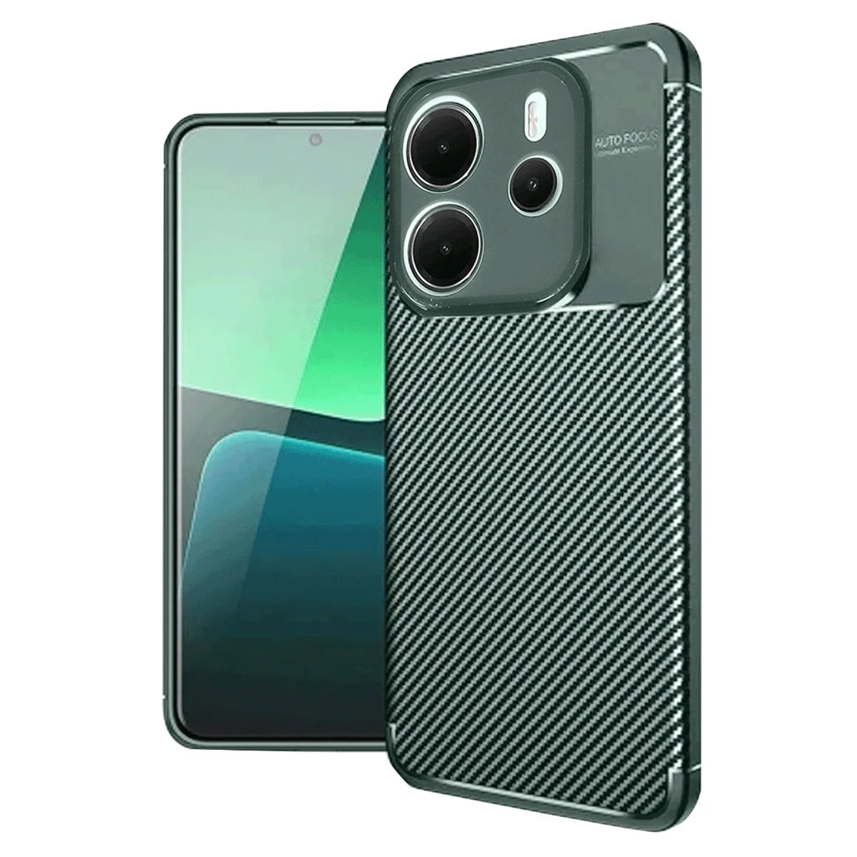 Xiao Red Note 14 4g Kılıf Auto Focus Karbon Kapak - Koyu Yeşil