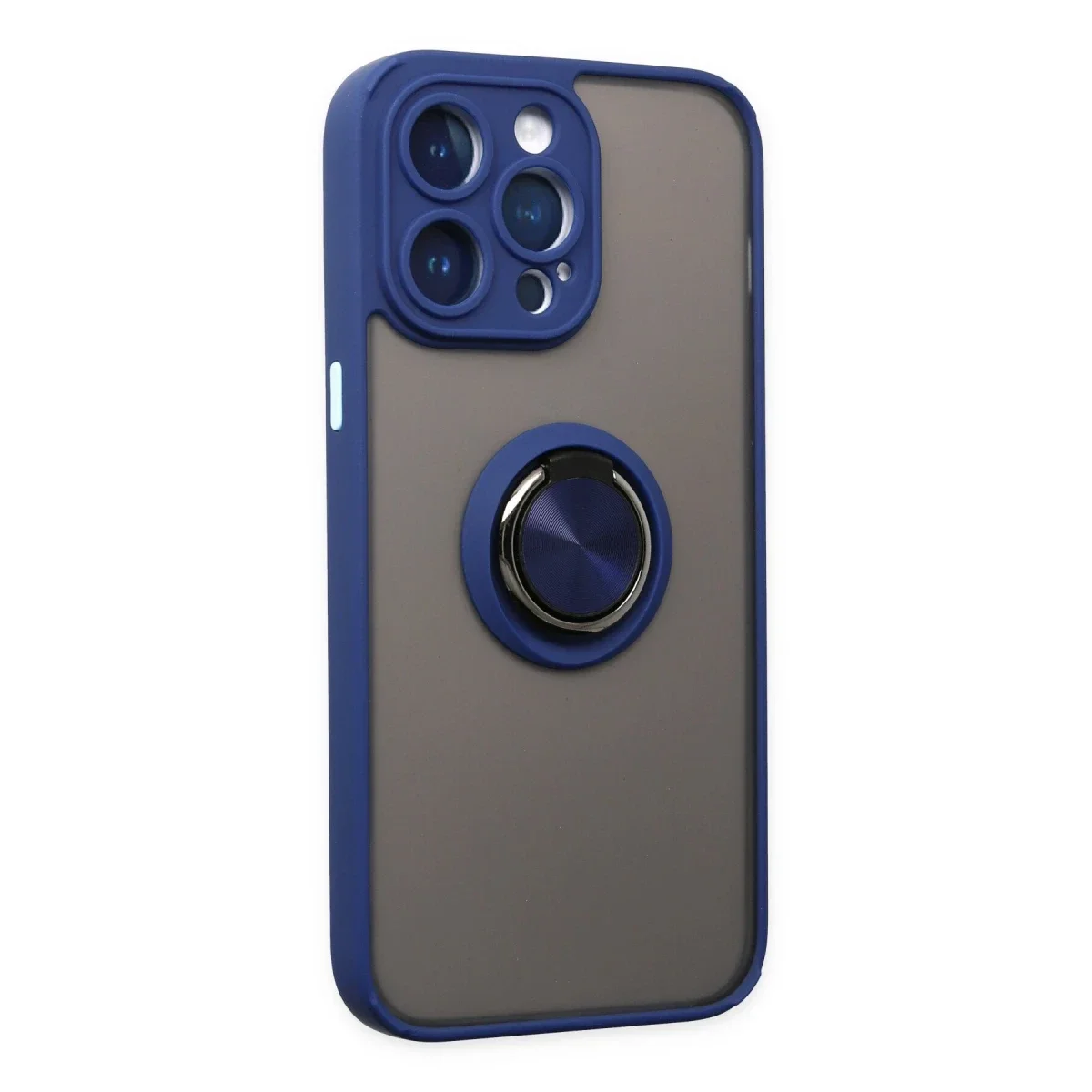 Apple iPhone 14 Pro Kılıf Montreal Yüzüklü Silikon Kapak - Lacivert görsel 2