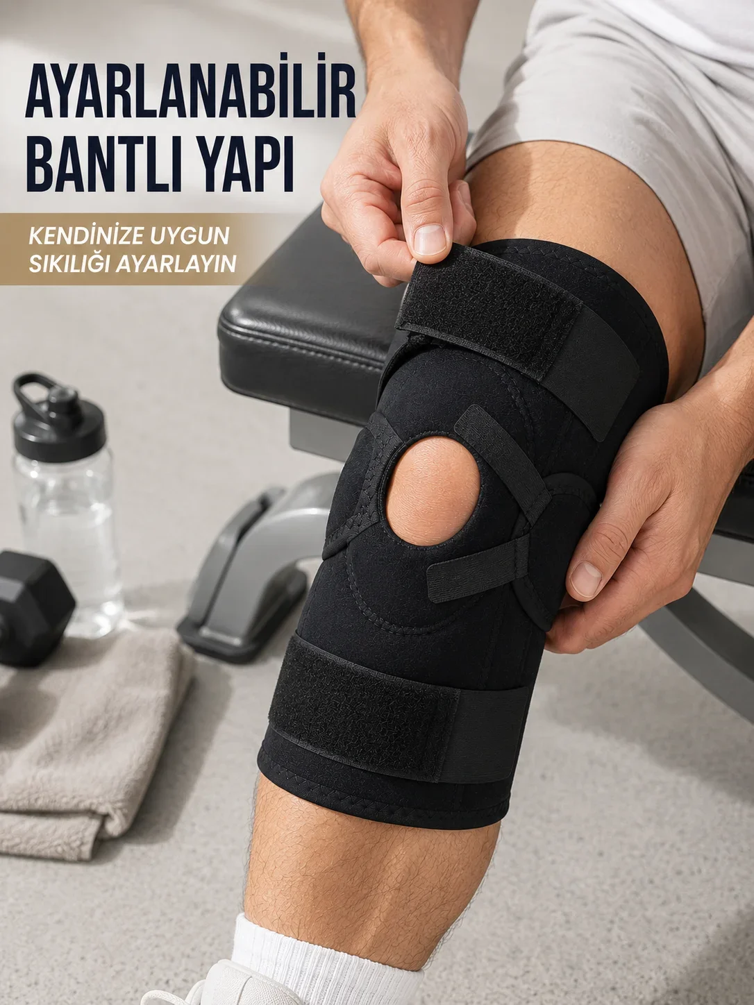 Yan Destekli Ligamentli Dizlik Açık Patella Ayarlanabilir Spor ve Günlük Kullanım