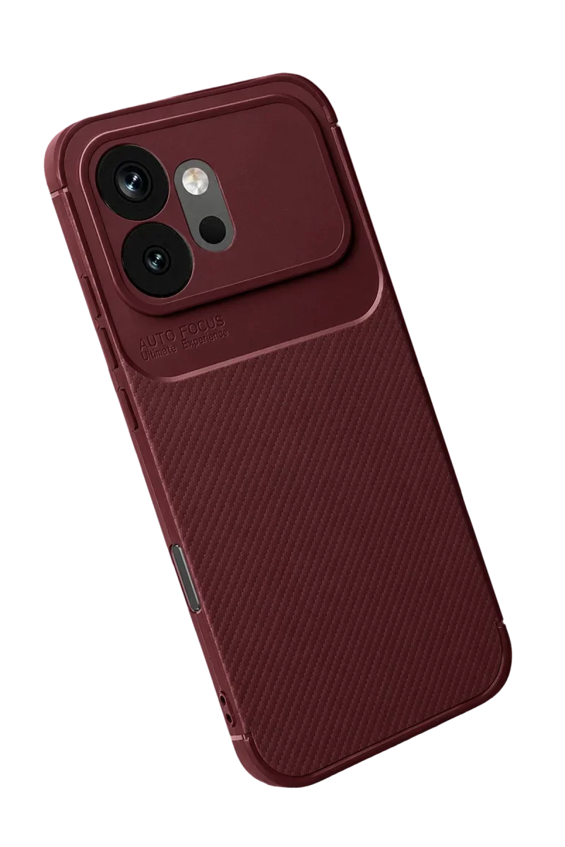 Huawei Honor 600 Auto Focus Karbon Kapak - Bordo görsel 2