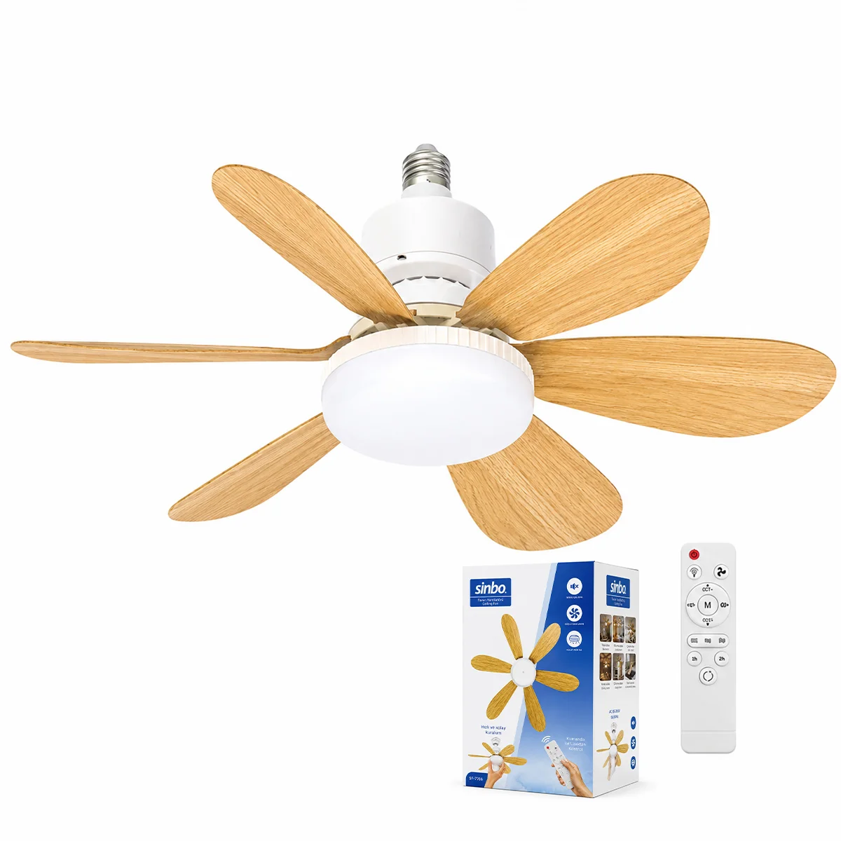 Kumandalı Tavan Vantilatör Avize - 6 Kanat 52cm 3 Kademe görsel 2