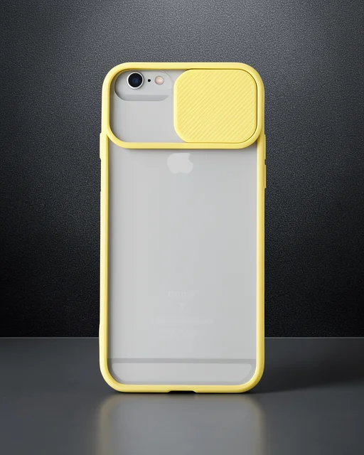 Apple İphone 6 Plus Kılıf Palm Buzlu Kamera Sürgülü Silikon - Sarı