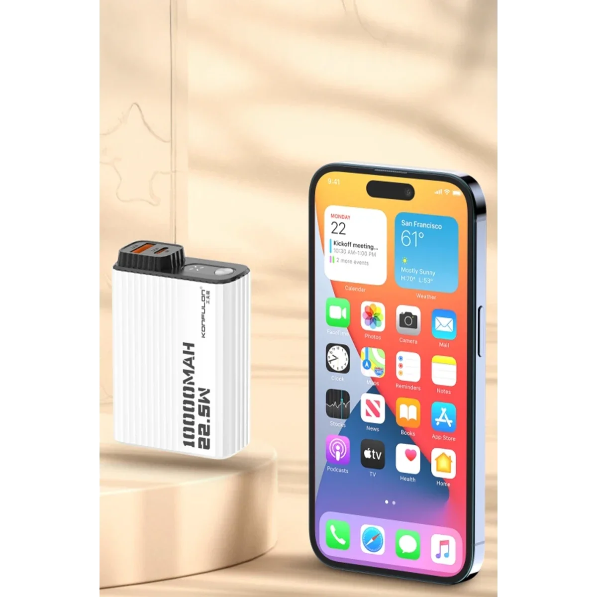 Konfulon A40Q 10.000 mAh PD 20W Mini Powerbank - Siyah-Beyaz görsel 4