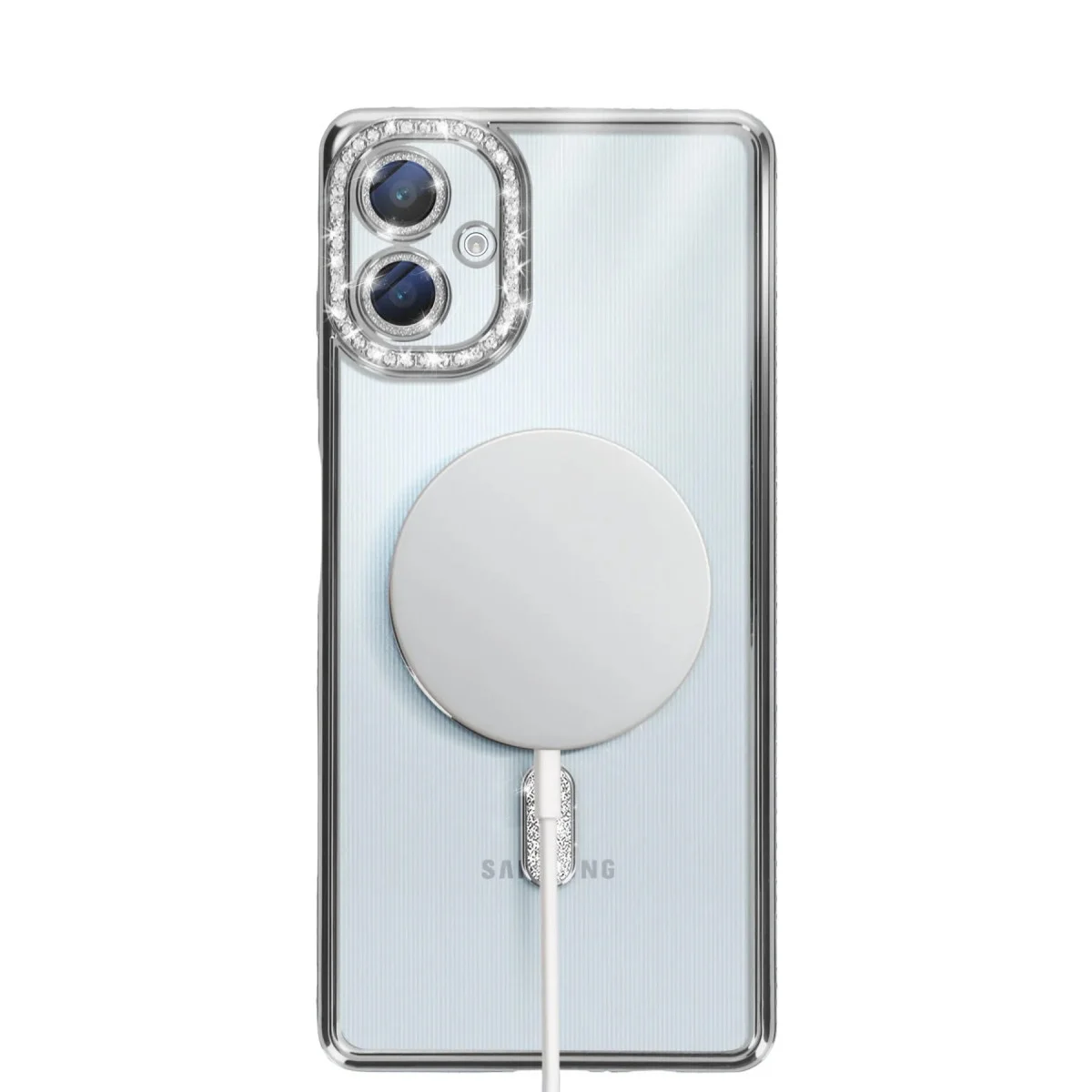 Samsung Galaxy A06 Joke Simli Magneticsafe Kılıf - Gümüş görsel 5