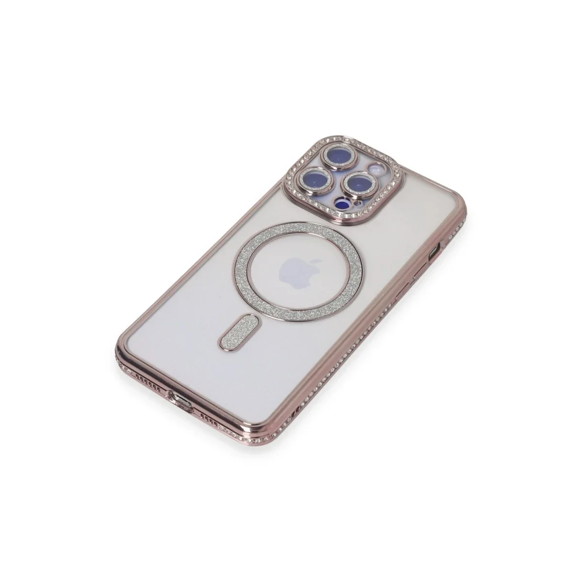 Apple iPhone 15 Pro Max Kılıf Joke Simli Magneticsafe Kılıf - Pembe görsel 3