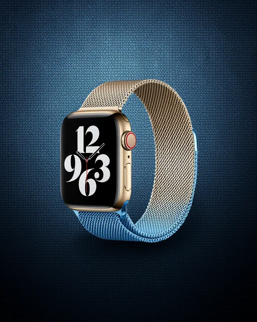 Apple Watch 38mm Metal Mıknatıslı Kordon - Metalik Gold-mavi