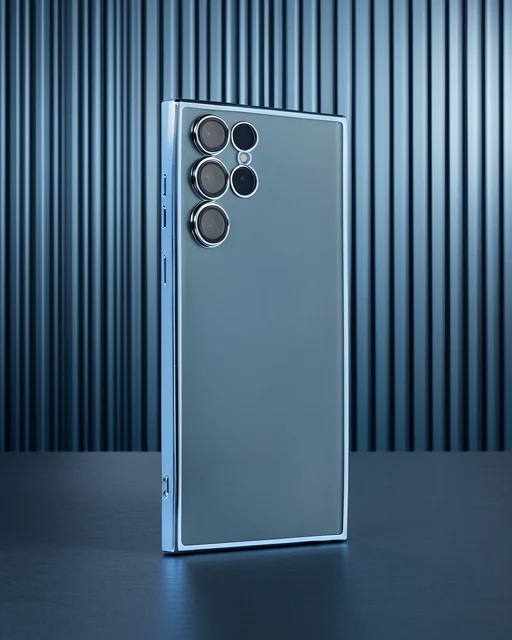 Samsung Galaxy S22 Ultra Kılıf Razer Lensli Silikon - Açık Mavi