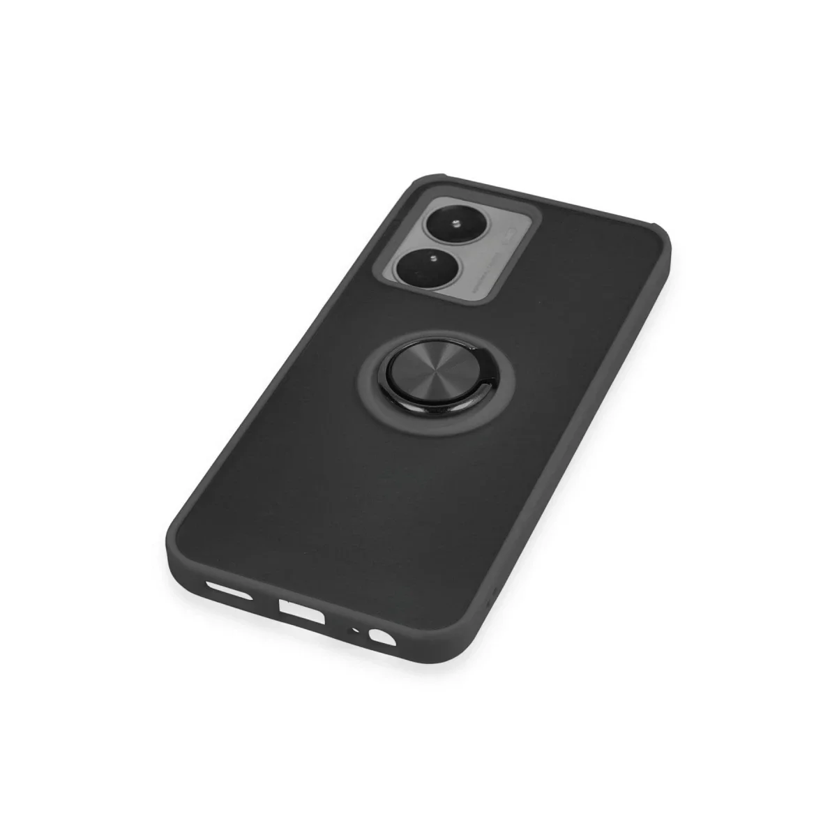 Vivo Y16 Kılıf Montreal Yüzüklü Silikon Kapak - Siyah görsel 5