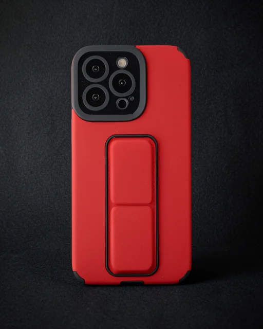 Apple İphone 13 Pro Max Kılıf Mega Standlı Silikon - Kırmızı