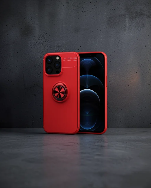 Apple İphone 13 Pro Kılıf Range Yüzüklü Silikon - Kırmızı