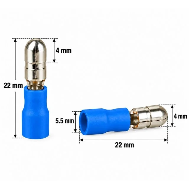 PM-39062 1,5-2,5mm2 Kesit 21,5x4x5,5mm Soket Mavi İzoleli Kablo Pabucu (100’lü Paket) görsel 2