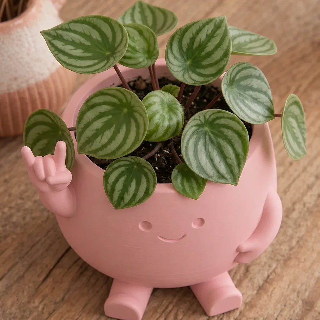 3D Baskı Smiley Face Planter - Gülümseyen Karakterli Saksı-Pembe görsel 3