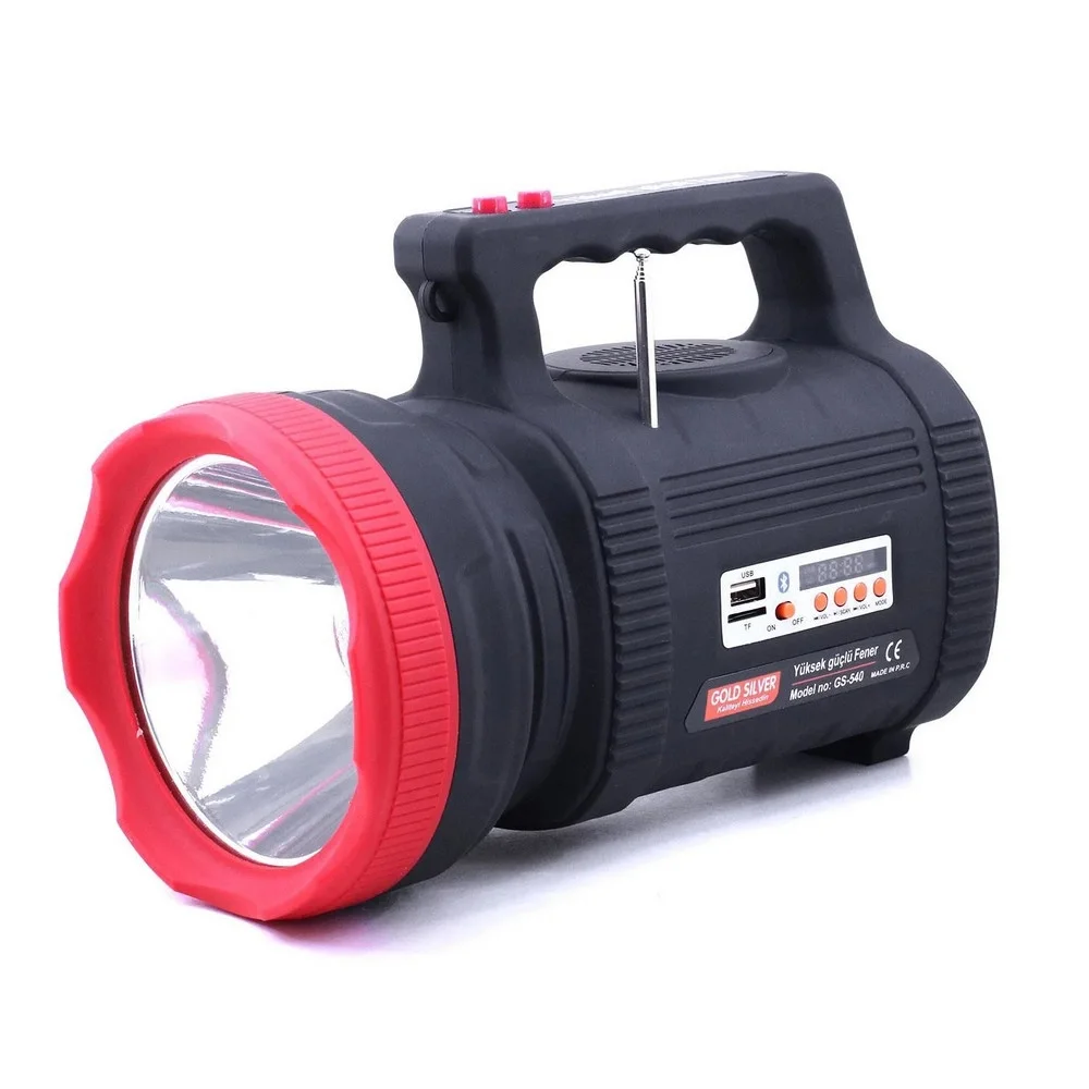 GS-540 Güneş Enejili MP3 Radyo USB Bleutooth Şarj Edilebilir Spot Fener görsel 7