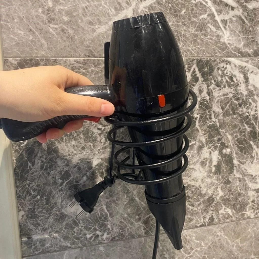 Kendiliğinden Yapışkanlı Siyah Paslanmaz Metal Fön Makinesi Askısı Saç Kurutma Makinesi Tutacağı (adet fiyatıdır) görsel 4