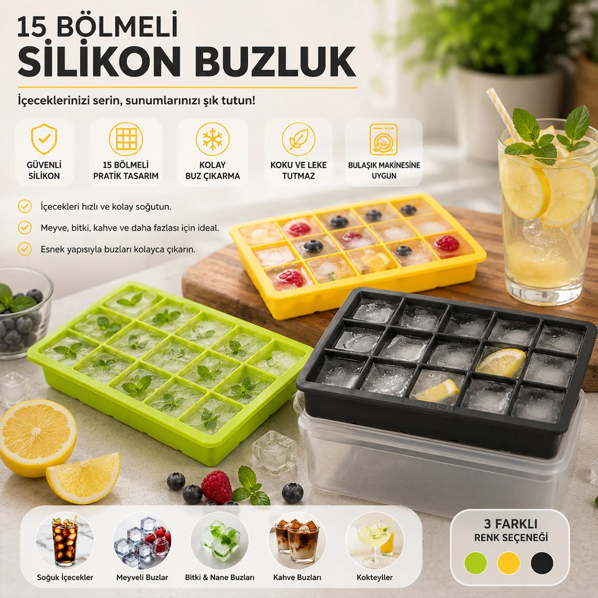 Silikon Plastik 15 Bölmeli Buzluk görsel 2