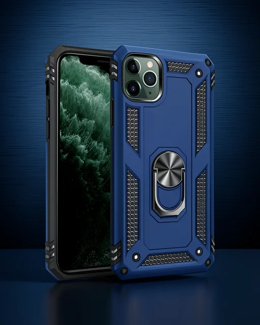 Apple İphone 11 Pro Max Kılıf Sofya Yüzüklü Silikon Kapak - Lacivert