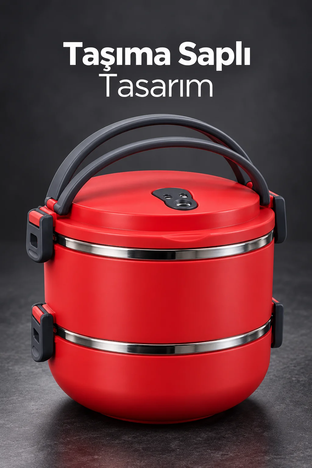 İki Ayrı Hazneli Sefer Tası Kilitli Kapaklı Yemek Taşıma Kabı görsel 6