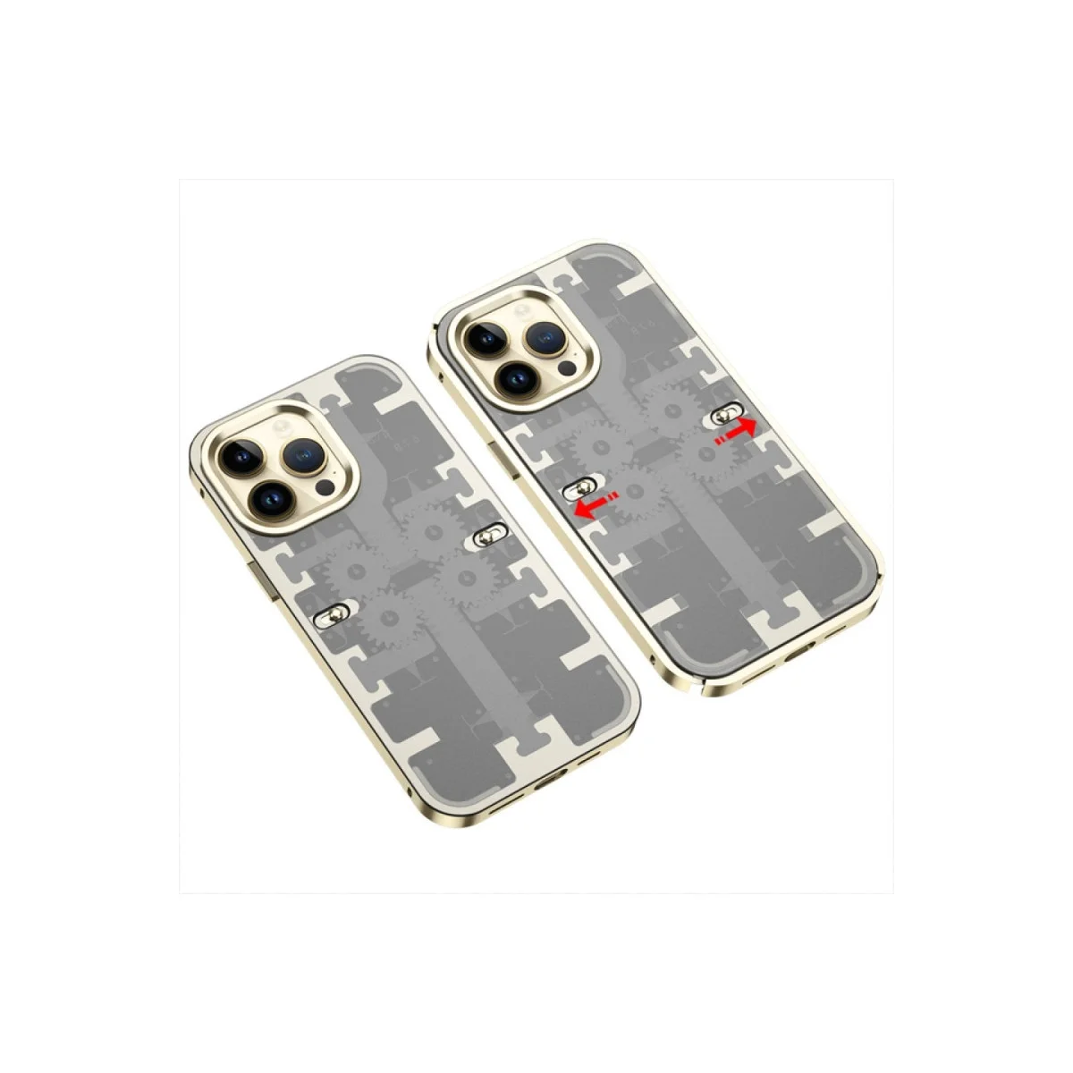 Apple İphone 14 Pro Max Kılıf Mekanik Bumper Kapak - Gold
