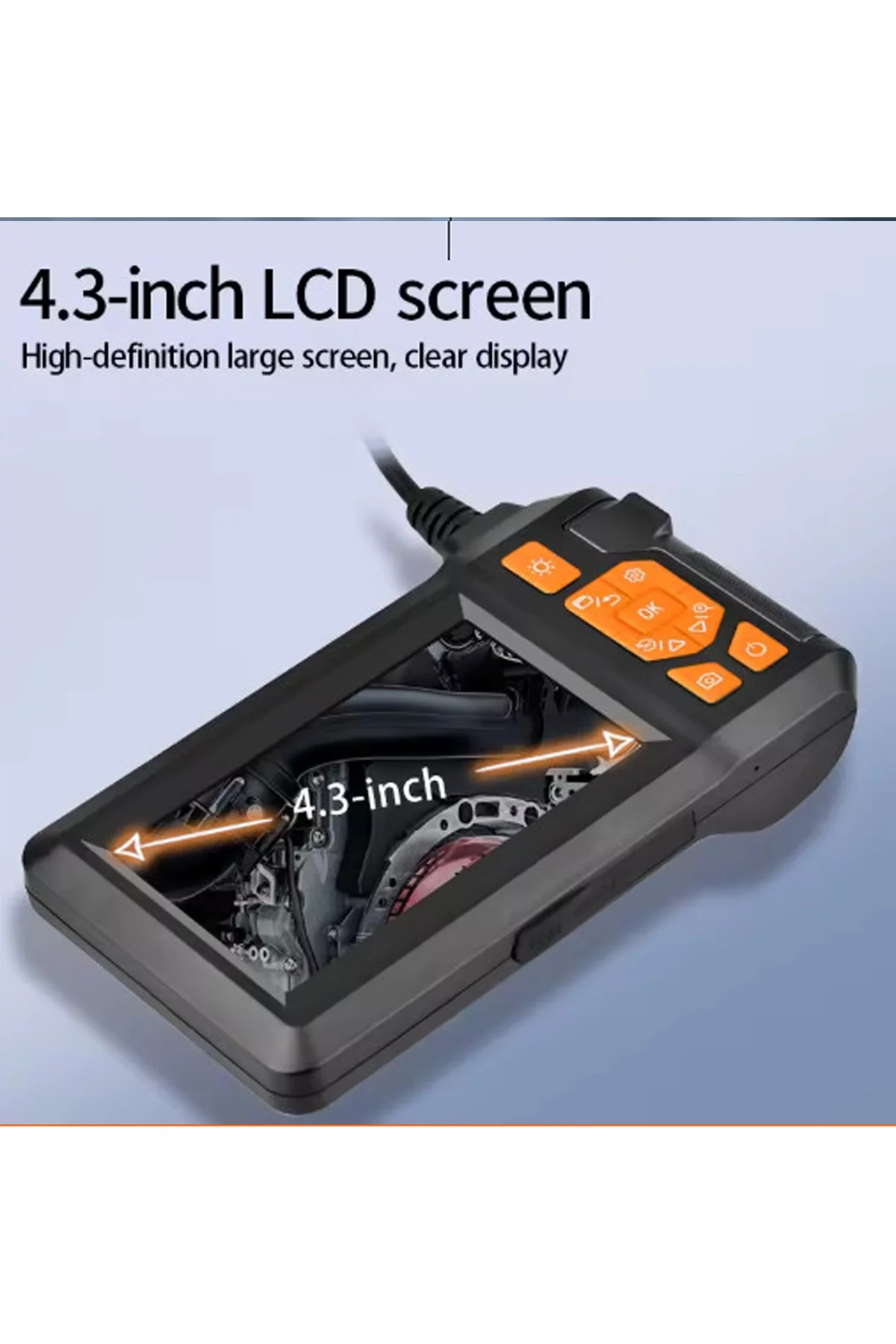 Ekranlı Üç kameralı Çantalı 10 Metre Sert Kablo Yılan Endoskop Kamera Sd Kart Girişli 8 mm 4.3 ınc görsel 4