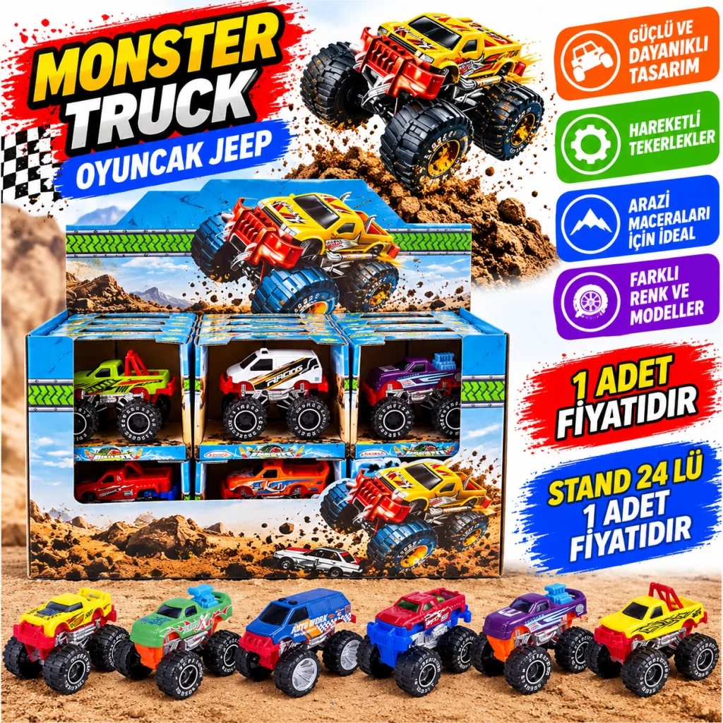 SNT106DB Monster Truck Oyuncak Jeep 1 Adet Fiyatıdır