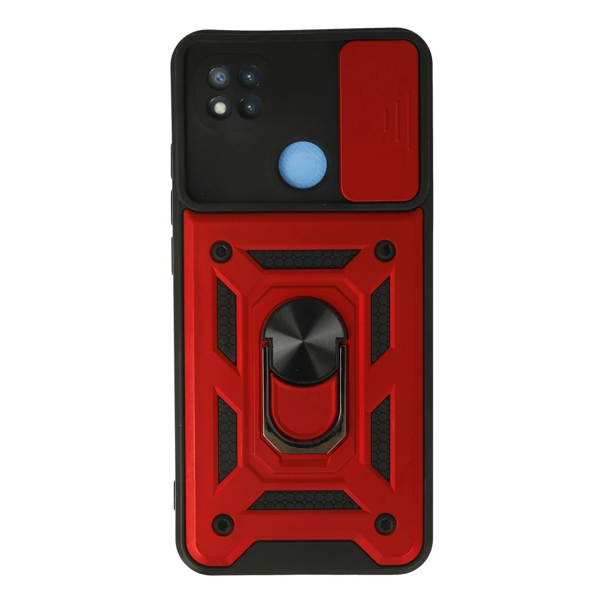 Xiao Red 9c Kılıf Pars Lens Yüzüklü Silikon - Kırmızı