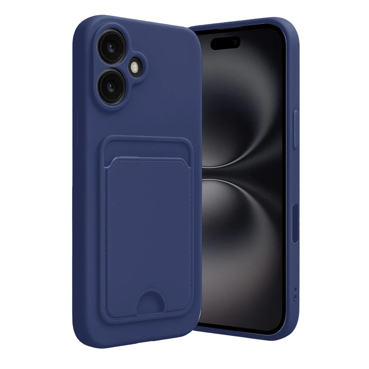 Apple iPhone 16 Kılıf Kelvin Kartvizitli Silikon - Lacivert