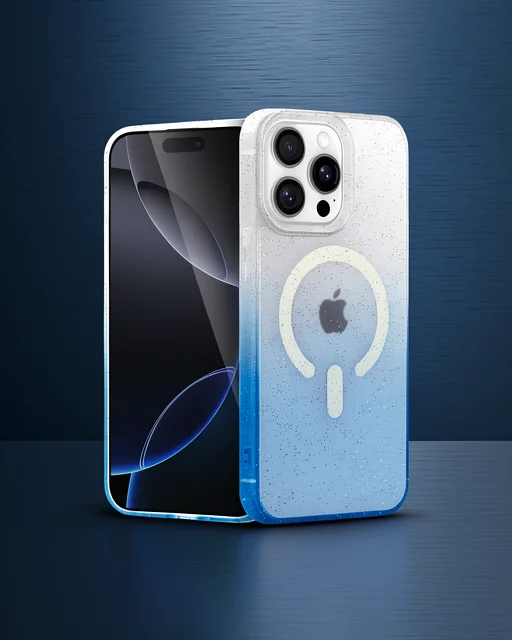 Apple İphone 15 Pro Pummel Shiny Magsafe Kapak - Mavi