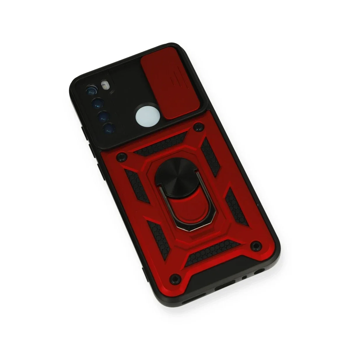 Xiaomi Redmi Note 8 Kılıf Pars Lens Yüzüklü Silikon - Kırmızı görsel 3