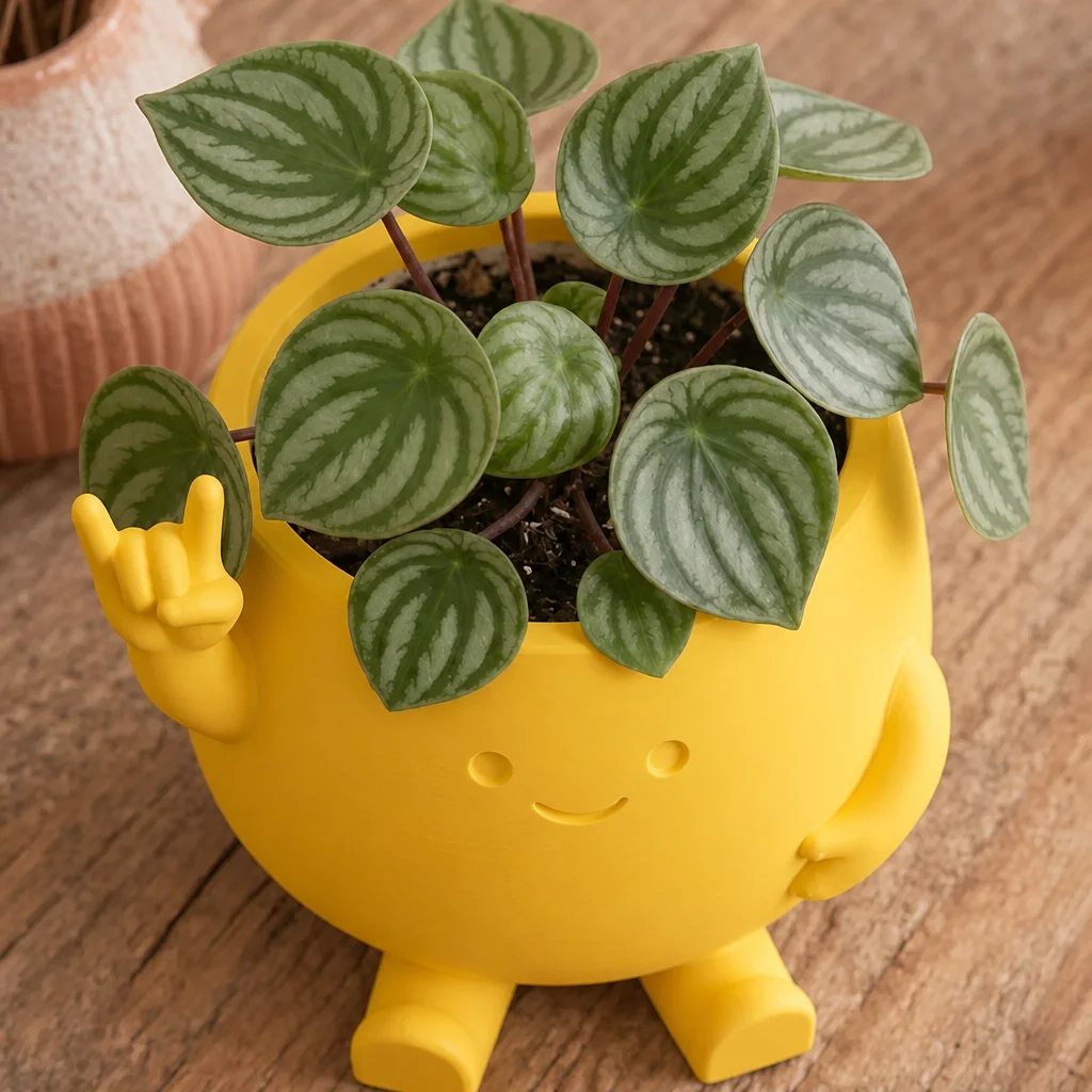 3D Baskı Smiley Face Planter - Gülümseyen Karakterli Saksı-Sarı görsel 3