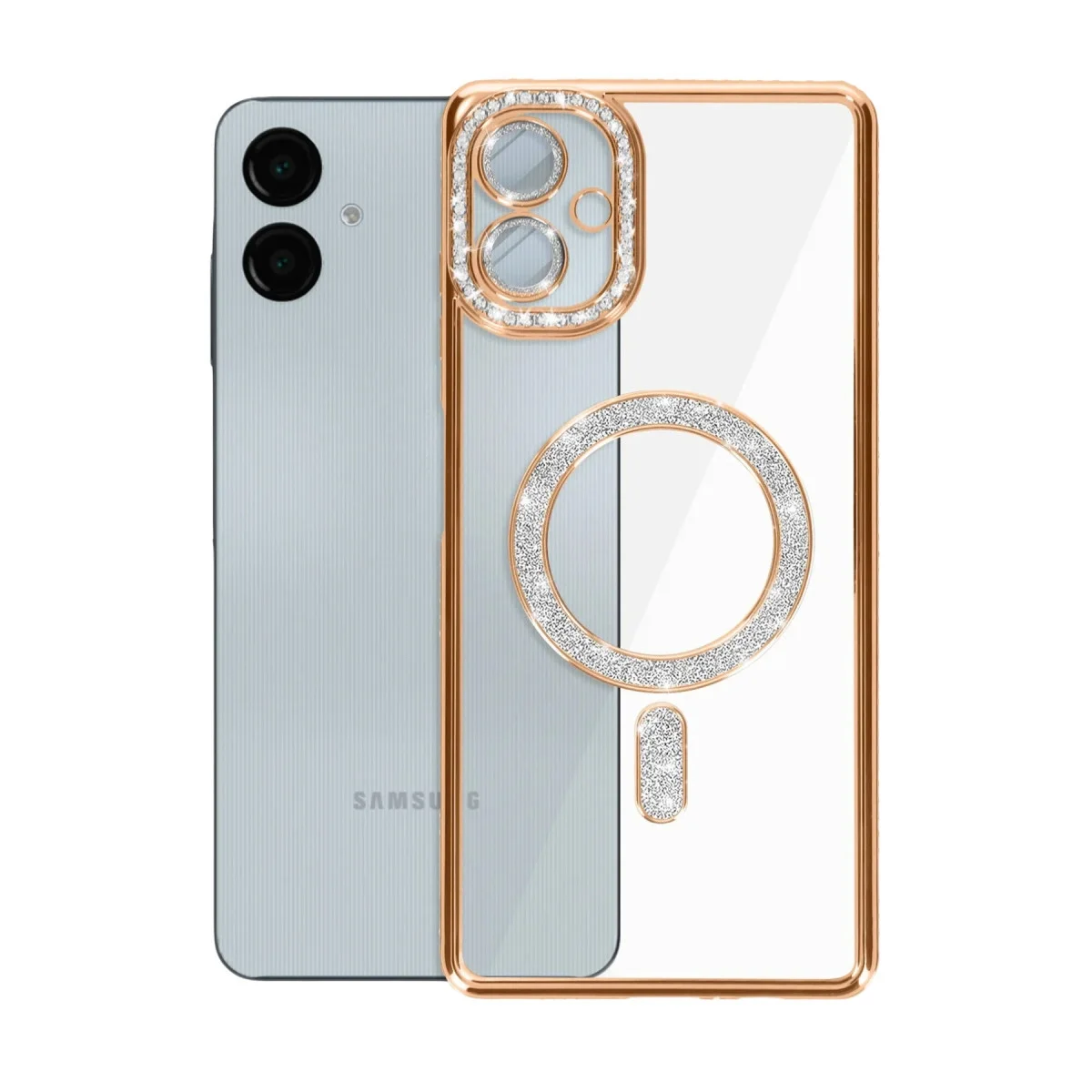 Samsung Galaxy A06 Joke Simli Magneticsafe Kılıf - Gold görsel 6