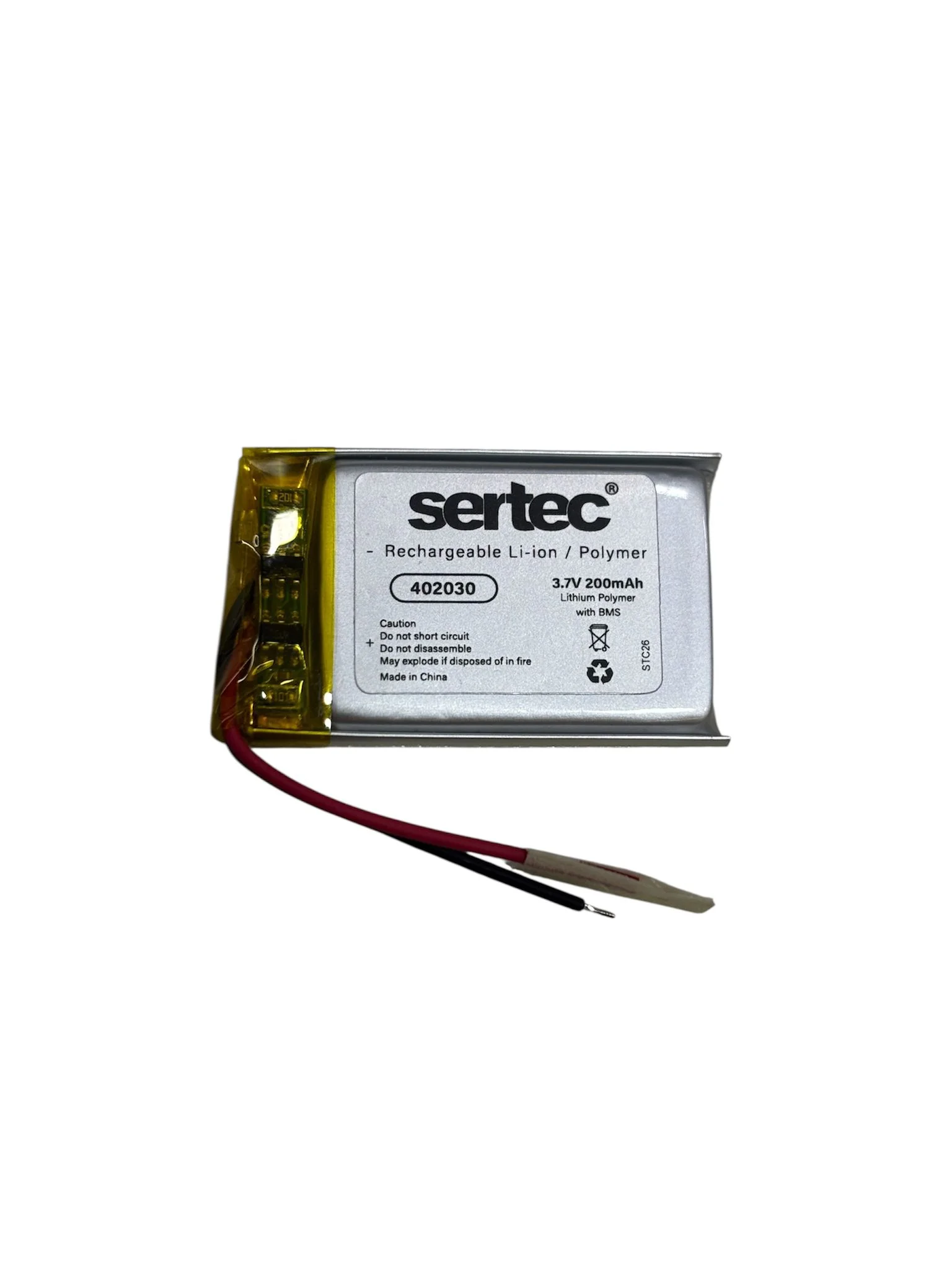 402030 3.7V 200mAh Li-Polymer Pil (Devreli/1.5A)