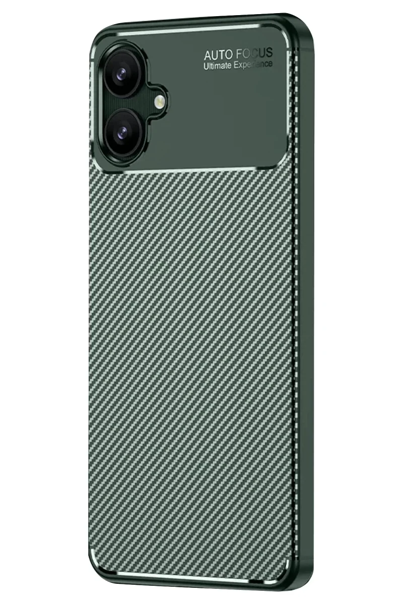 Samsung Galaxy A06 Kılıf Auto Focus Karbon Kapak - Koyu Yeşil görsel 2