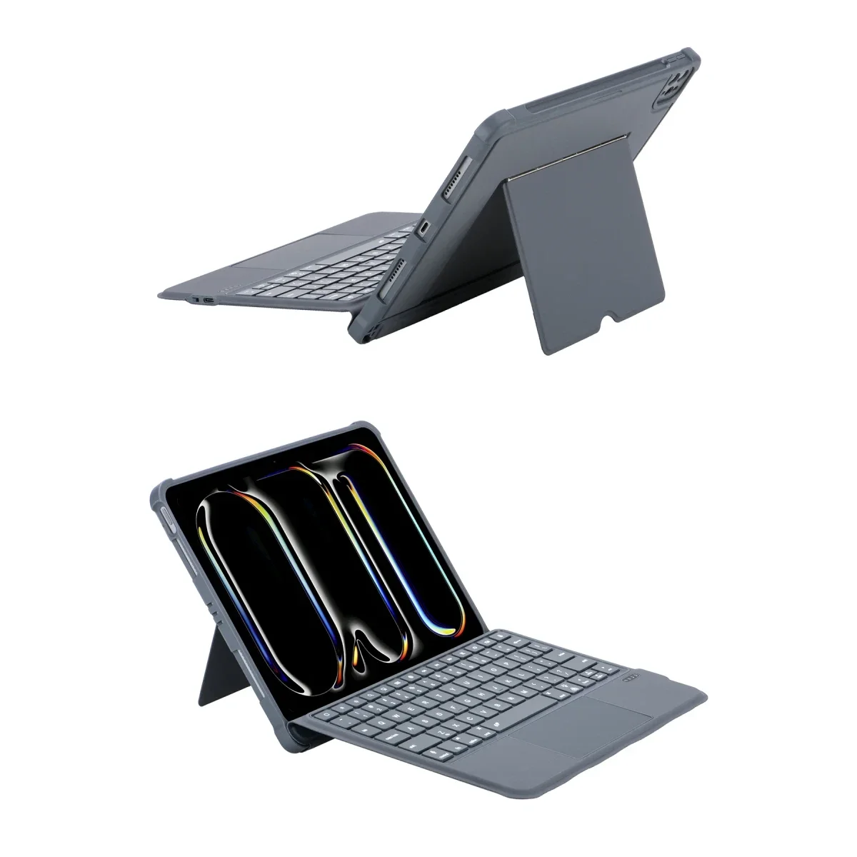 Apple T5510D iPad Pro 13 (2024) Kılıf Palermo Ledli Klavyeli Standlı Tablet Kılıfı - Siyah görsel 4