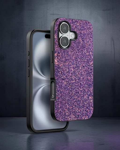 Onegif Apple İphone 16 Plus Bright Simli Kapak - Derin Mor