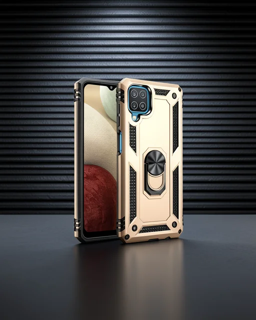 Samsung Galaxy A22 Kılıf Sofya Yüzüklü Silikon Kapak - Gold