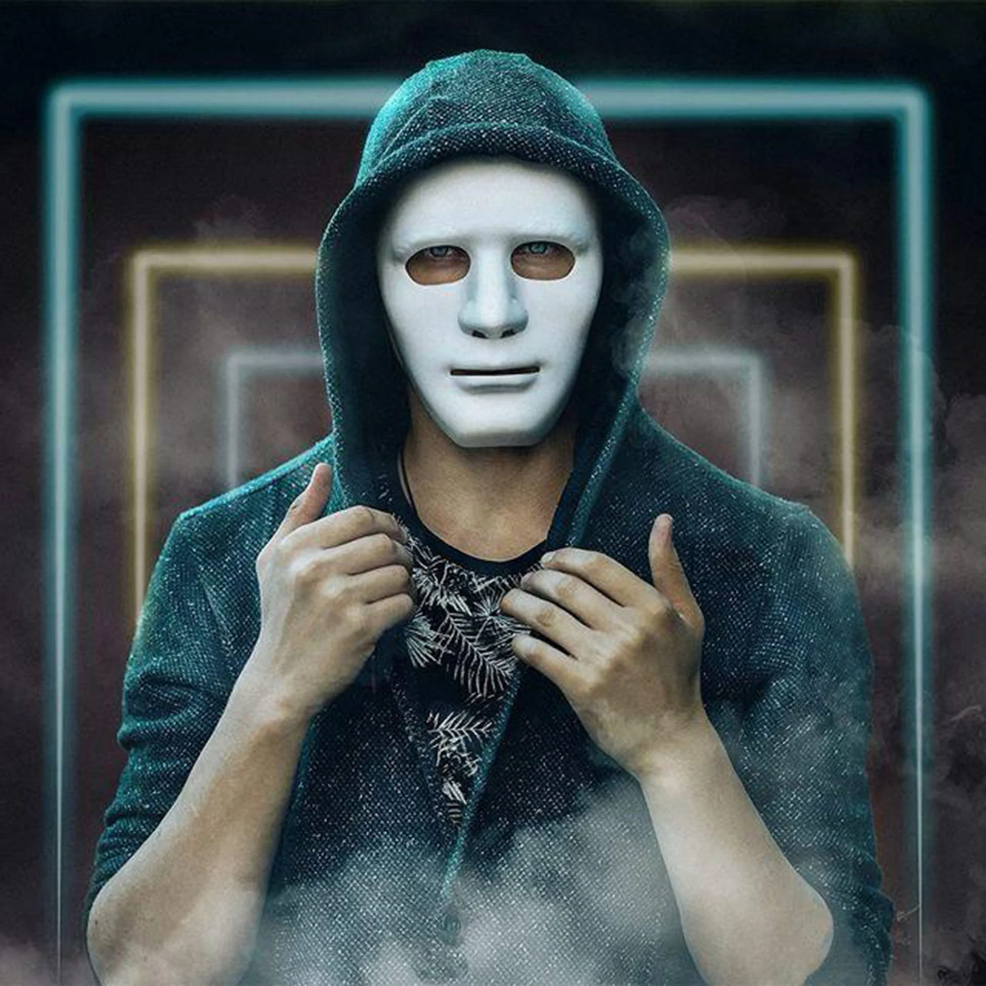 Beyaz Renk Hip Hop Anonim Jabbawockeez Dans Maskesi 18x19 cm görsel 2