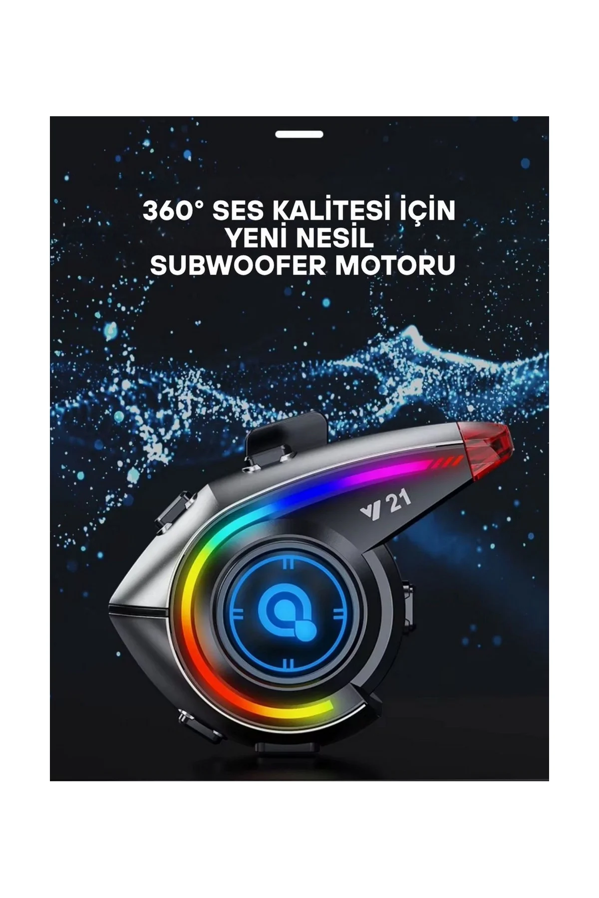 Y21 Rgb Işık Efektli Intercom Bluetooth Motosiklet Kask Kulaklığı Intercom Kulaklık görsel 4