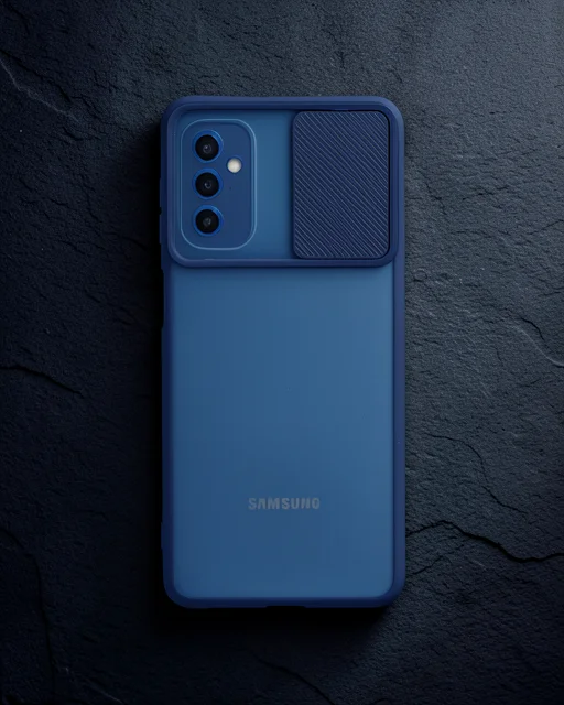 Samsung Galaxy M52 5g Kılıf Palm Buzlu Kamera Sürgülü Silikon - Lacivert