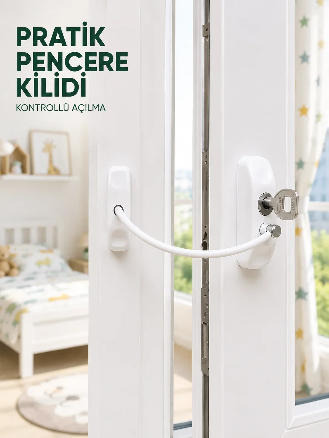 Çocuk Güvenliği İçin Pencere Emniyet Kilidi Anahtarlı Kablolu Güvenlik Aparatı