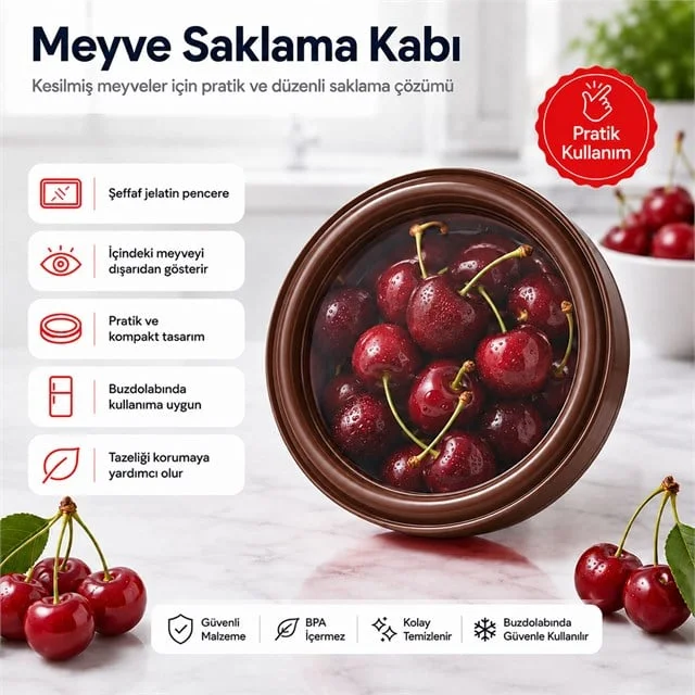 SN-38872 Sebze Meyve Saklama Kabı Kahverengi görsel 3