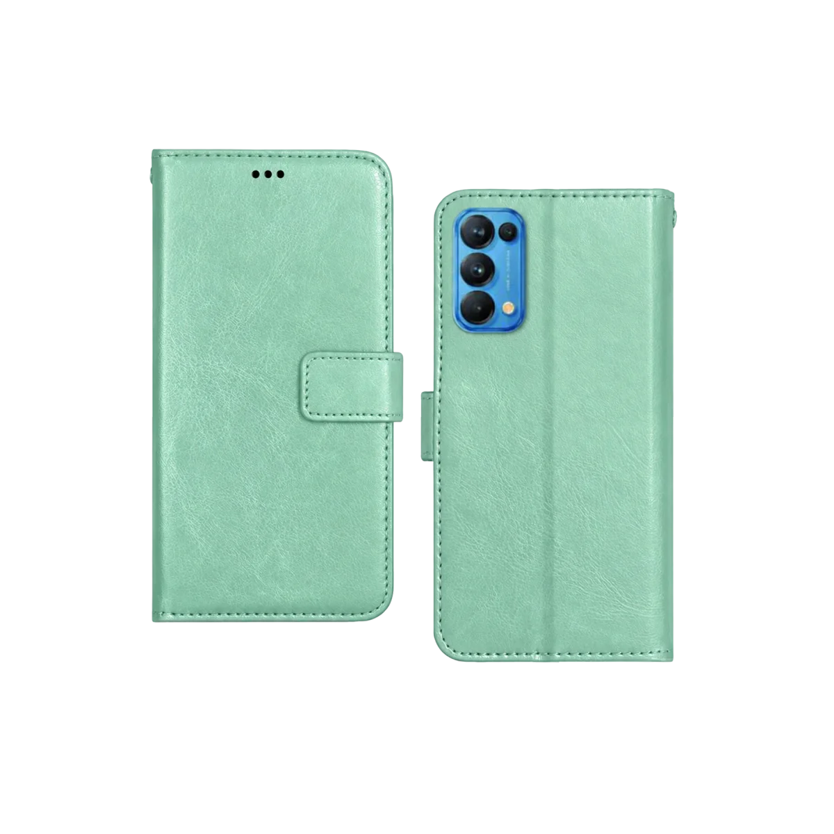 Oppo Reno 5 Trend S Plus Kapaklı Telefon Kılıf - Su Yeşili