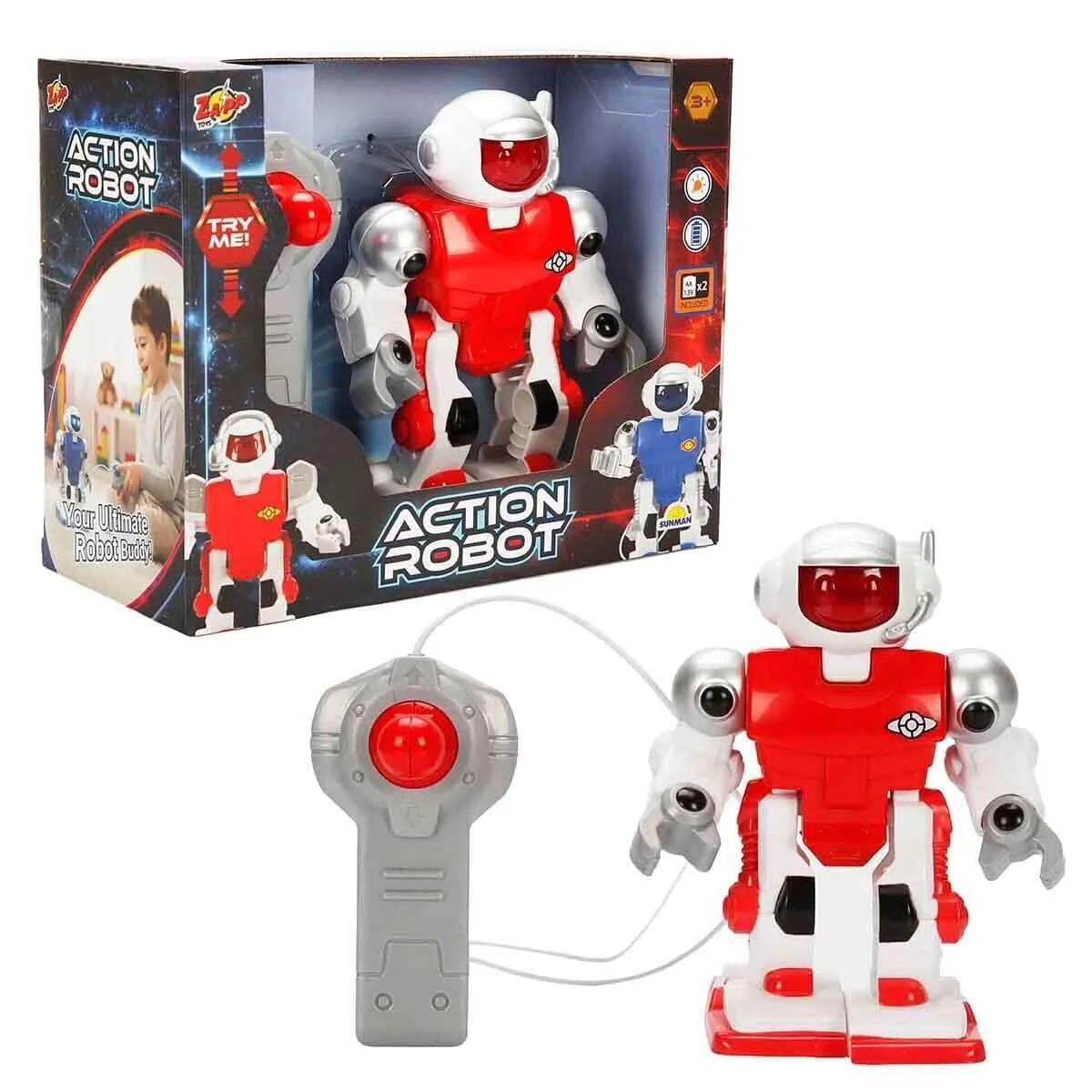6534 Sun-sabc-zap-kk Mini Actıon Robot Işıklı 2A