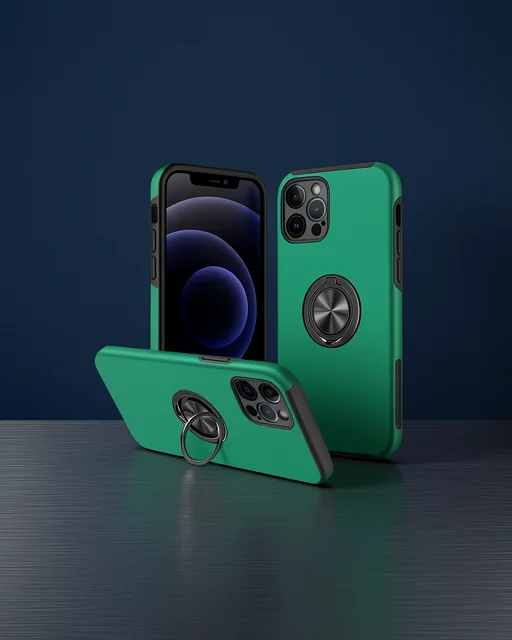 Apple İphone 12 Pro Kılıf Elit Yüzüklü Kapak - Yeşil