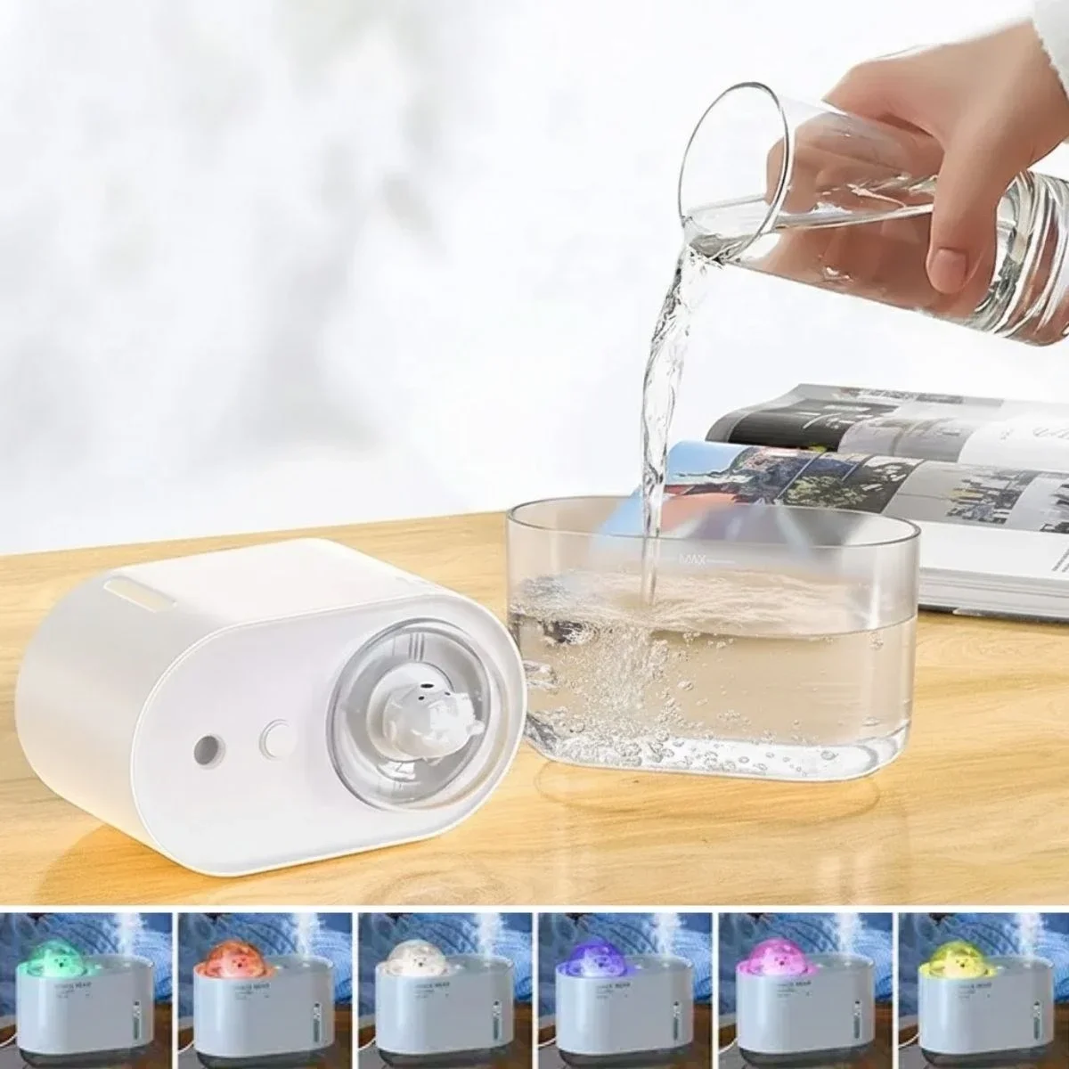 Uzay Ayısı 300 ML USB Hava Nemlendirici – LED Işıklı Masaüstü Buhar Makinesi, Yatak Odası & Çocuk Odası İçin Ortam Nemlendirici görsel 5