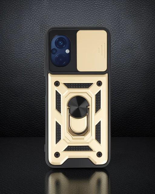 Xiaomi Poco M5 Kılıf Pars Lens Yüzüklü Silikon - Gold